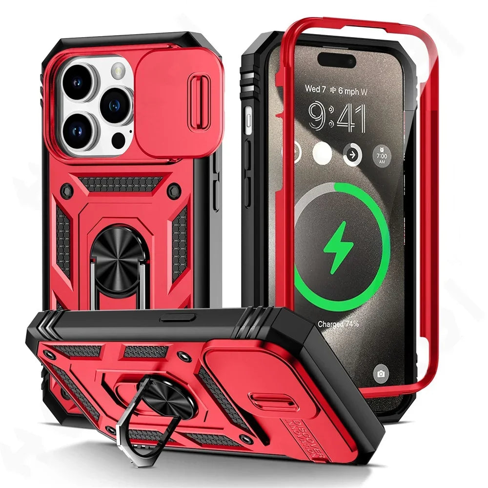 Camera Slide Military Armor Case For iPhone