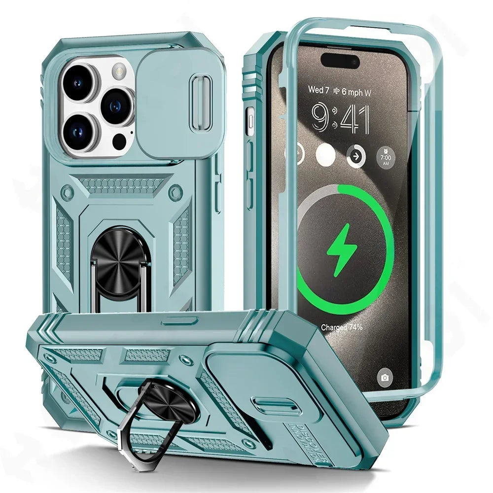 Camera Slide Military Armor Case For iPhone