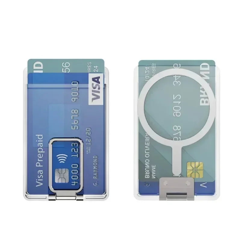 2pcs Clear Magnetic Card Holder Wallet Case For iPhone Samsung