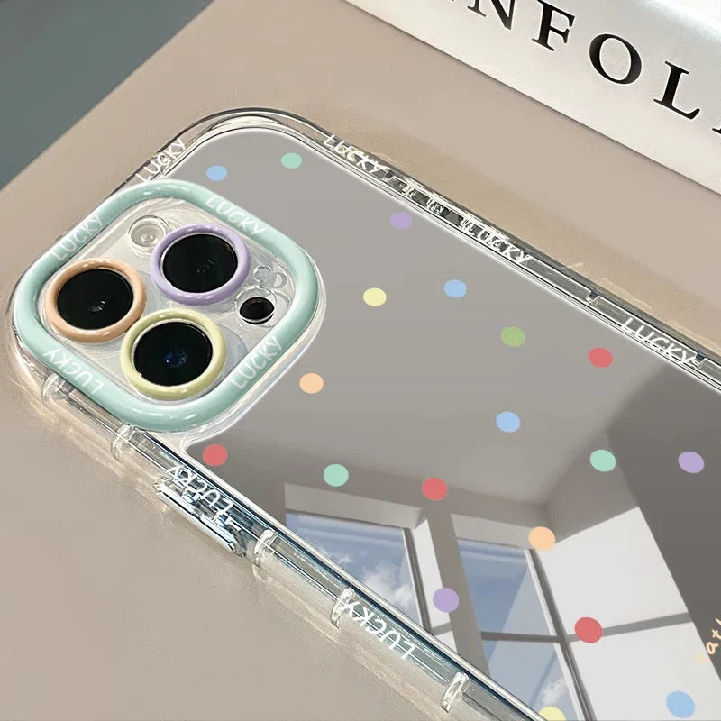 Color Wave Point Pattern Mirror Phone Case For iPhone