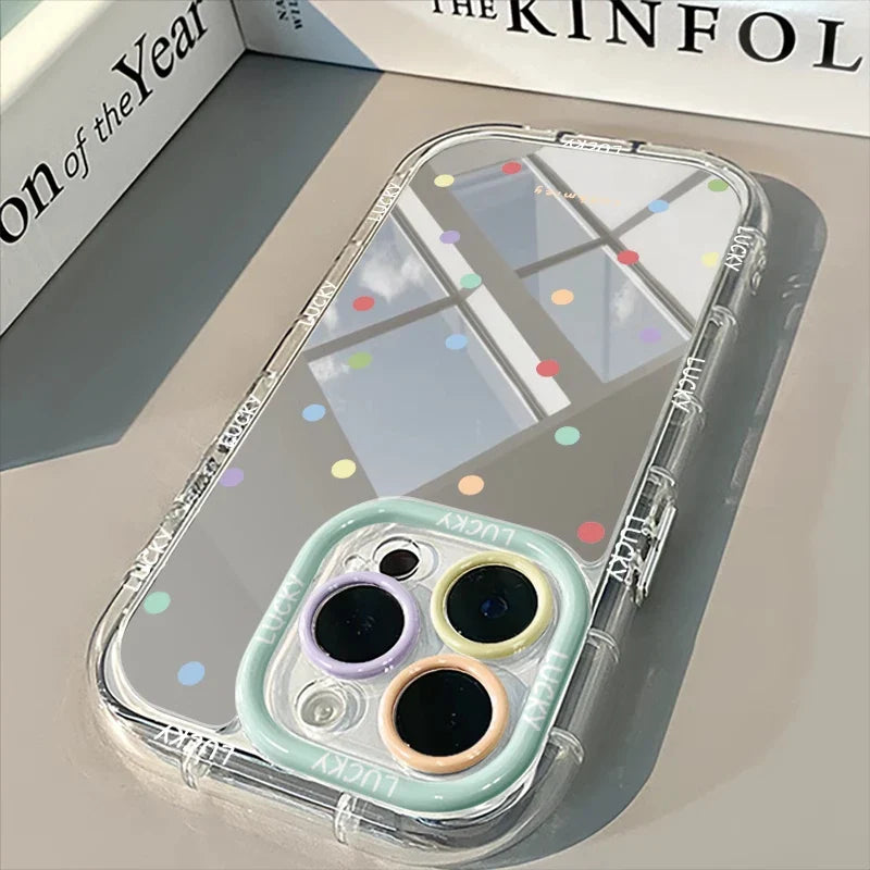 Color Wave Point Pattern Mirror Phone Case For iPhone
