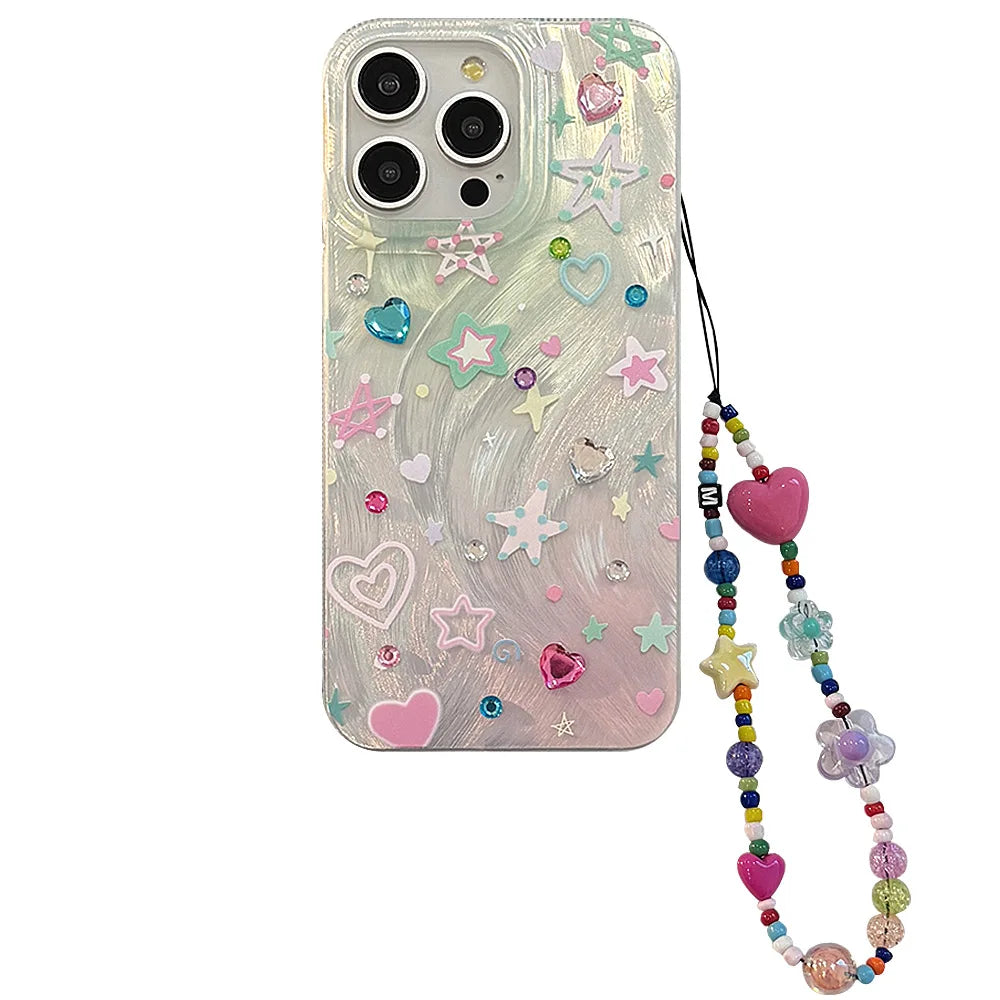 Colorful stars ins shiny  cartoon cute shockproof case for iphone