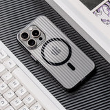 Corrugated Patter Magnetic Transparent Hard PC Case For iPhone