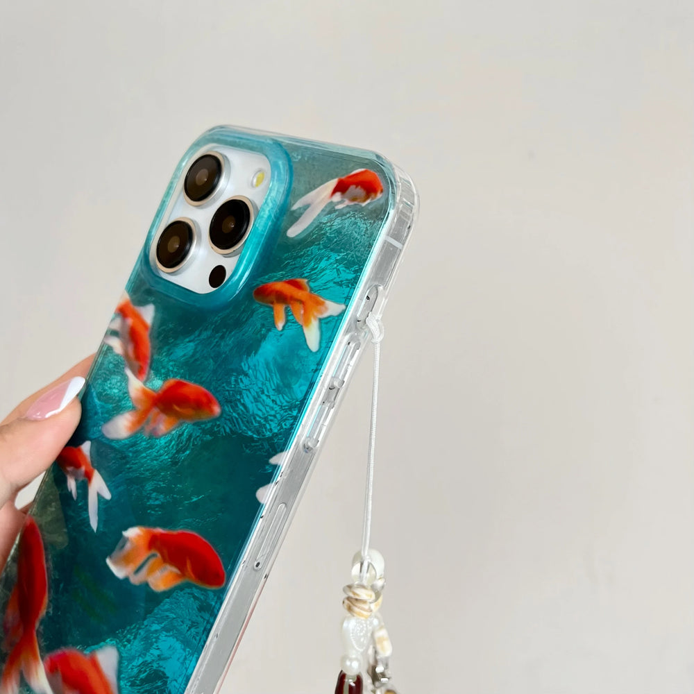 Creative Ripple Texture Auspicious Carps Case for iPhone