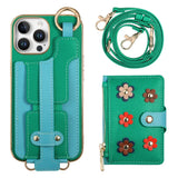 Crossbody Lanyard Ring Wrist Strap Card Holder Leather Case for iPhone