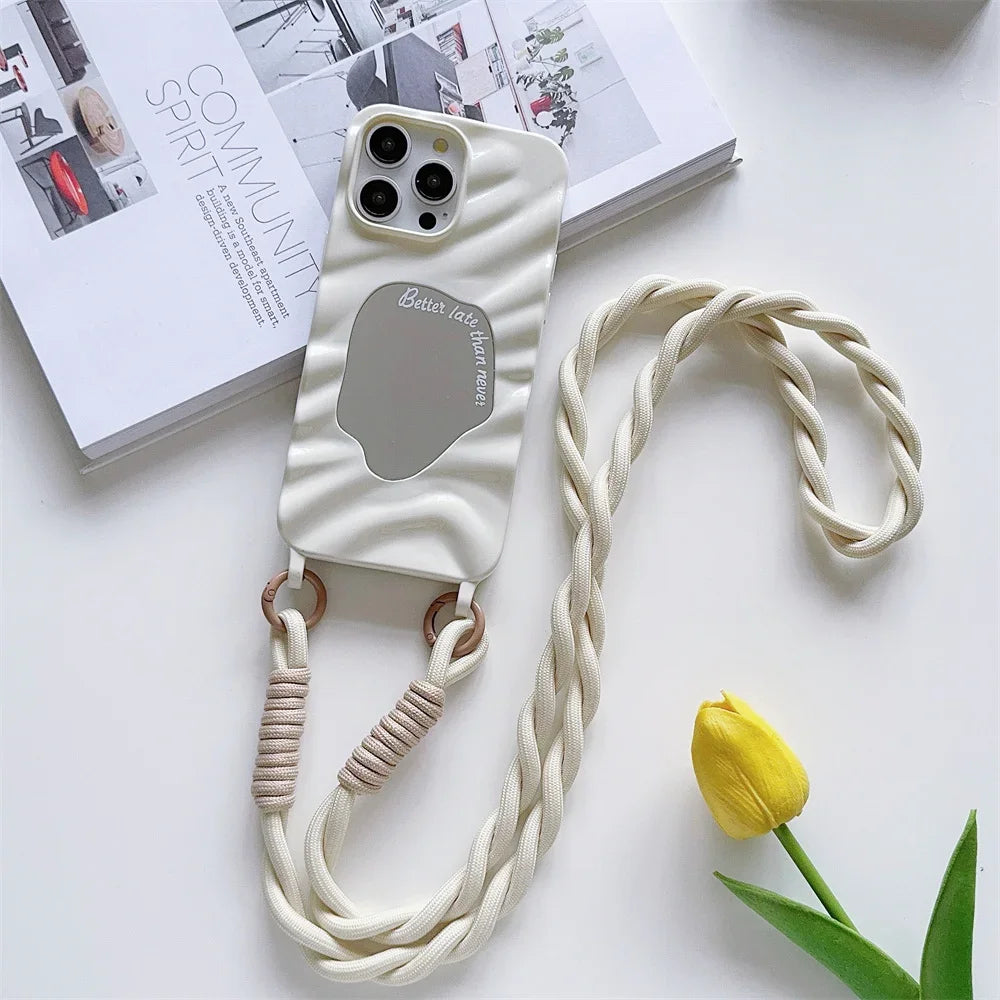 Wave Mirror Braided Rope Protective Case For iPhone