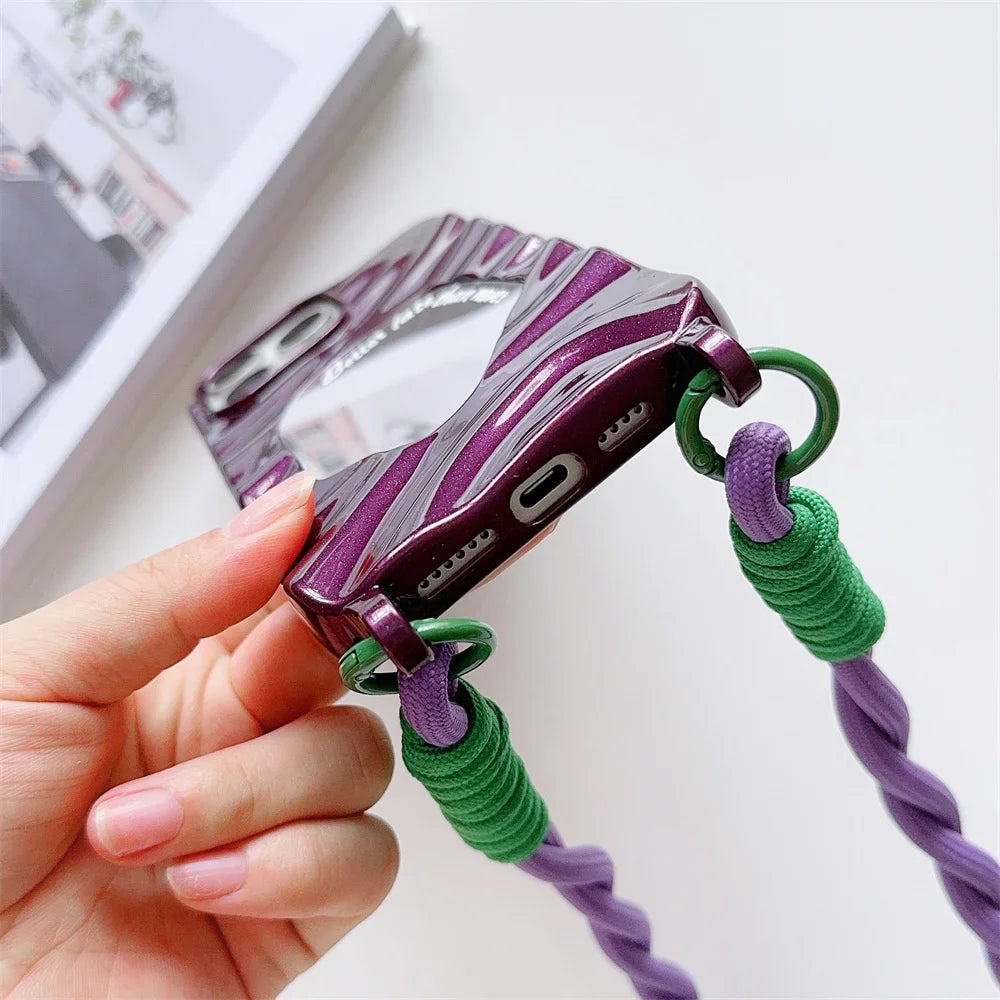 Wave Mirror Braided Rope Protective Case For iPhone