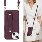 Crossbody Neckband Lanyard Wristband Wallet Leather Cards Holder Case for iPhone