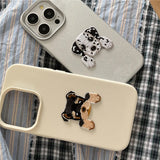 Cute Cartoon Embroidery Dog Shockproof Soft Case For iPhone