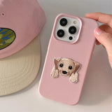 Cute Cartoon Embroidery Dog Shockproof Soft Case For iPhone