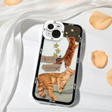 Cute Funny Cat Sticker Soft Clear Case For iPhone