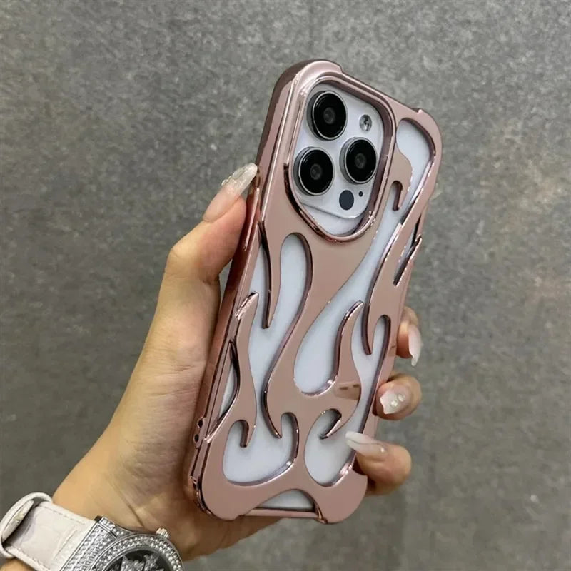 Fashion Creative Matte 3D Hollowed Flame Case For iphone