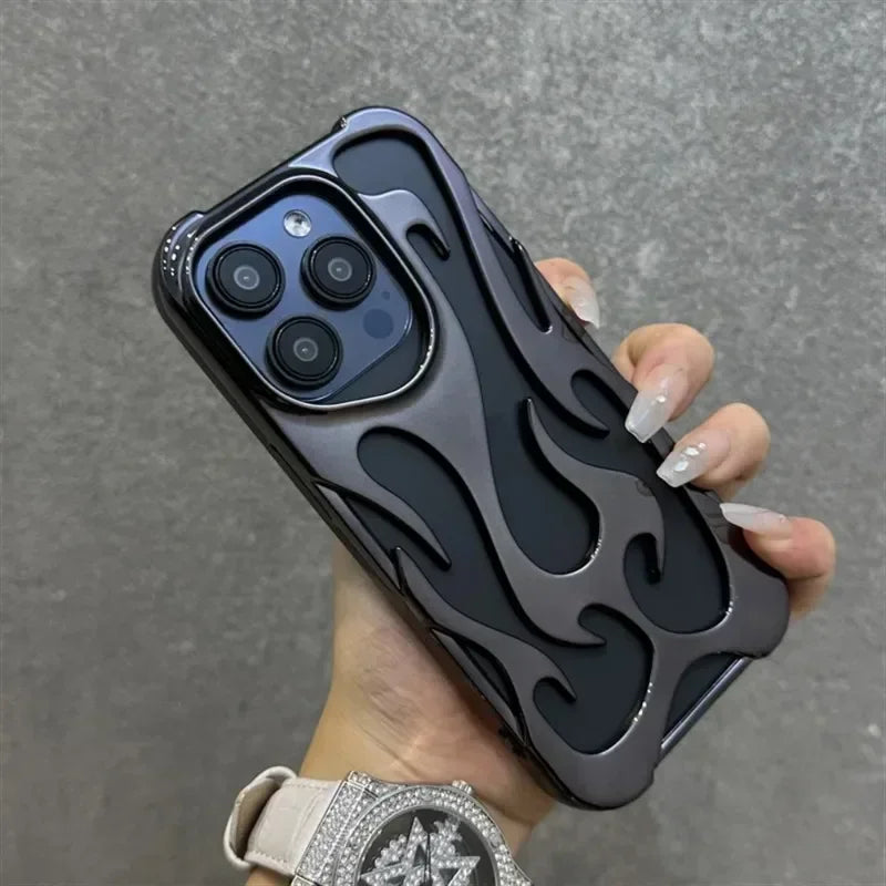 Fashion Creative Matte 3D Hollowed Flame Case For iphone