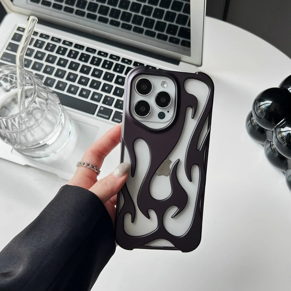 Fashion Creative Matte 3D Hollowed Flame Case For iphone