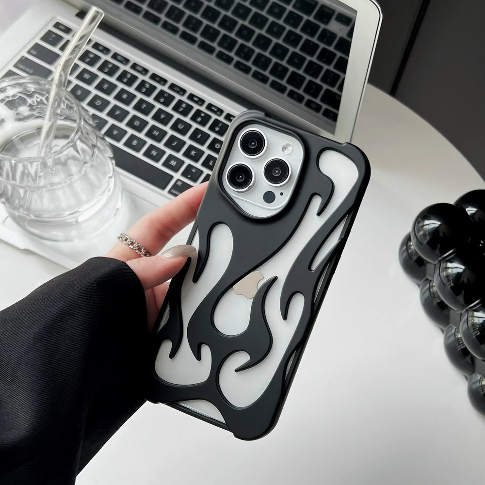 Fashion Creative Matte 3D Hollowed Flame Case For iphone