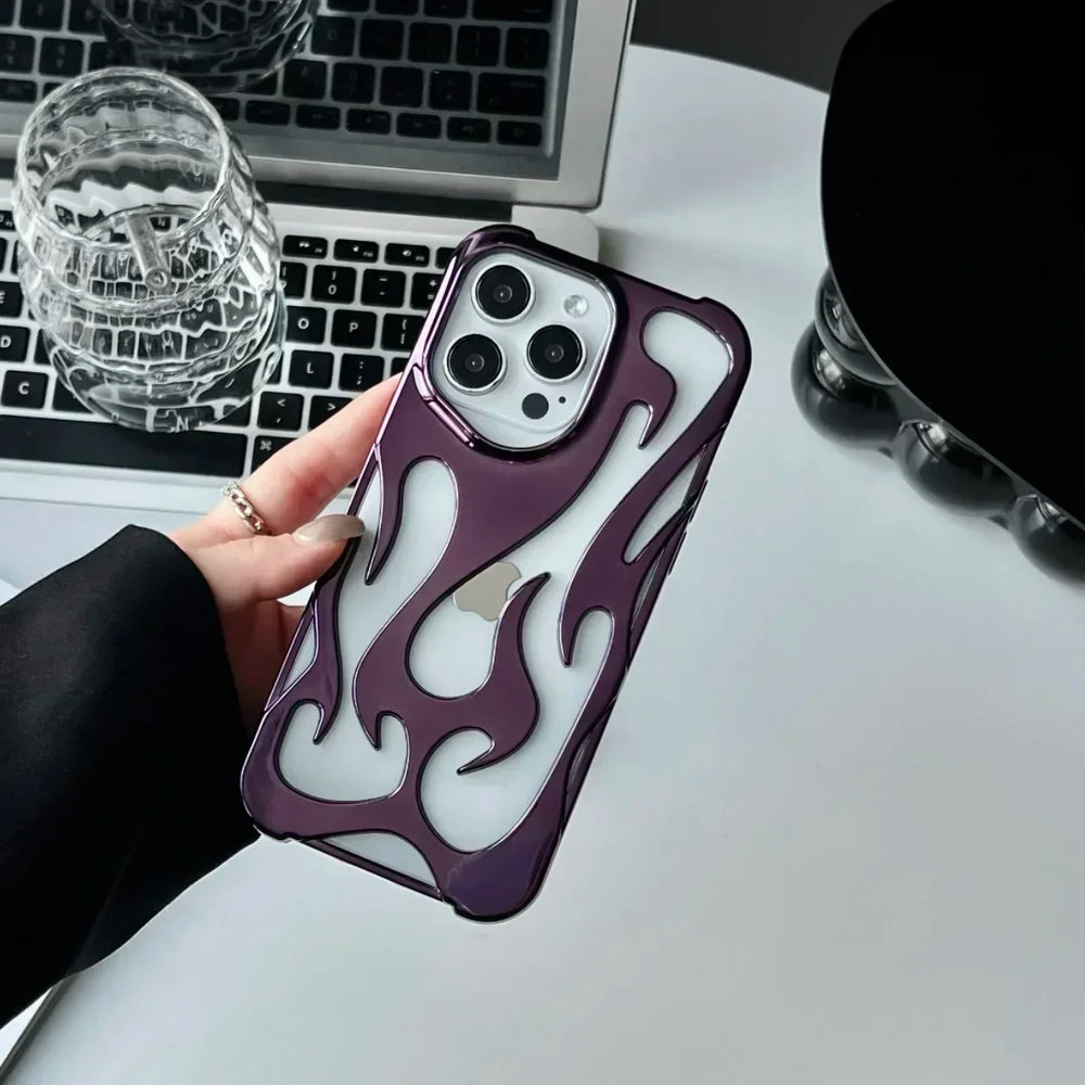 Fashion Creative Matte 3D Hollowed Flame Case For iphone