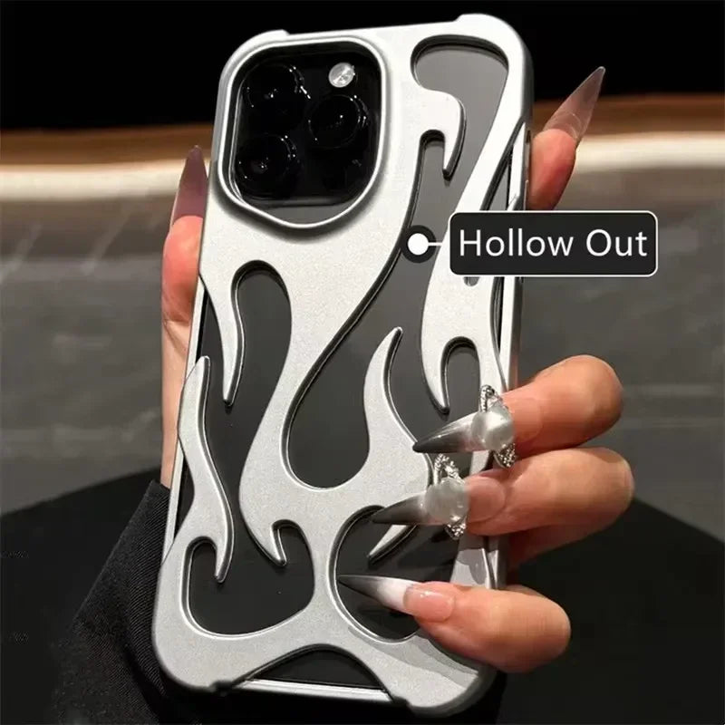 Fashion Creative Matte 3D Hollowed Flame Case For iphone