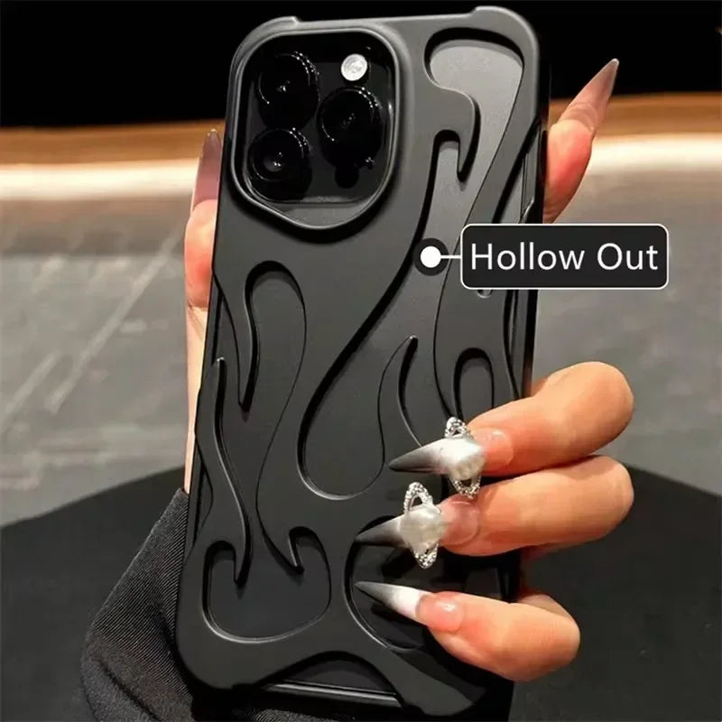 Fashion Creative Matte 3D Hollowed Flame Case For iphone