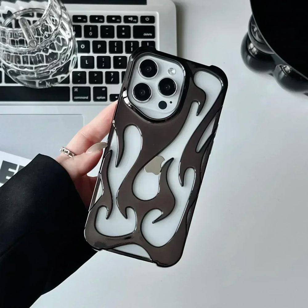 Fashion Creative Matte 3D Hollowed Flame Case For iphone