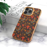 Floral Texture Luxury Wooden Case For iPhone