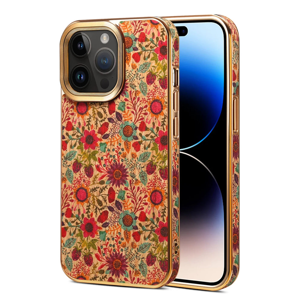 Floral Texture Luxury Wooden Case For iPhone