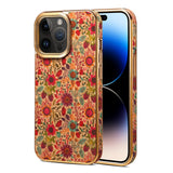 Floral Texture Luxury Wooden Case For iPhone