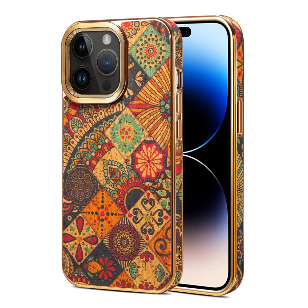 Floral Texture Luxury Wooden Case For iPhone