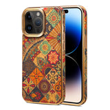 Floral Texture Luxury Wooden Case For iPhone