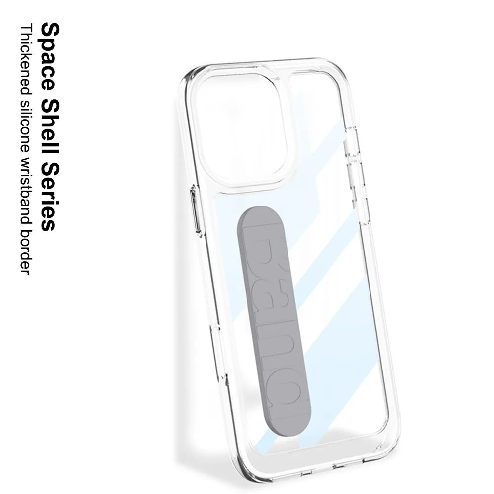 Wrist Strap Transparent Hard Shockproof Case for iPhone