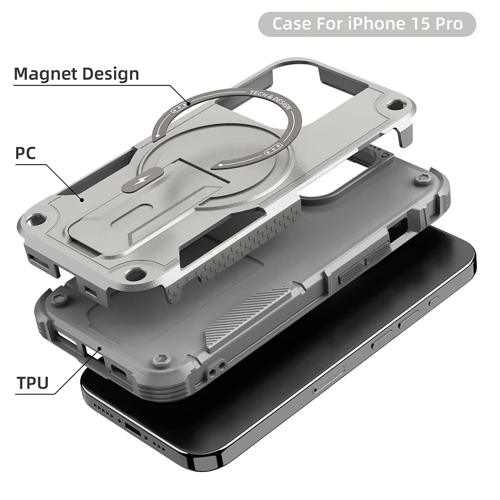 Magnetic Shockproof Hard Back Case For iPhone