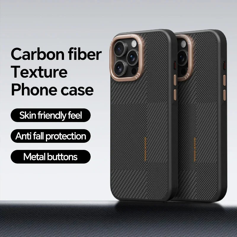 X-level Carbon Fiber Texture Magnetic Metal Case for iPhone