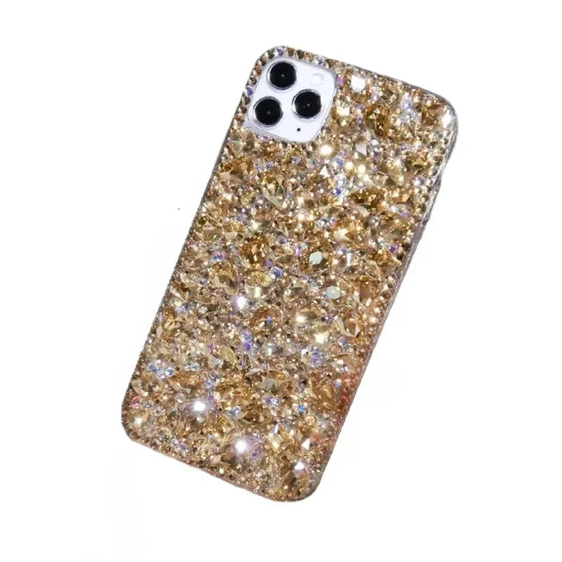 Luxury Bling Rhinestone Glitter Full Gold Diamond Crystal Case For iPhone