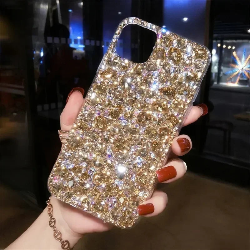 Luxury Bling Rhinestone Glitter Full Gold Diamond Crystal Case For iPhone