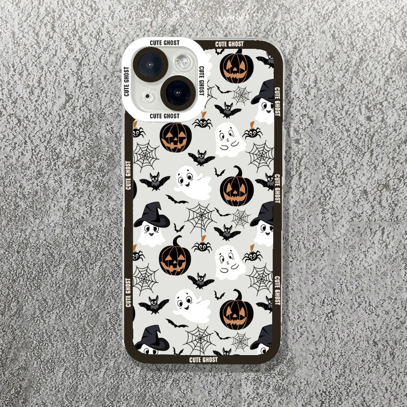 Halloween Pumpkin Ghost Bat Clear Case For iPhone