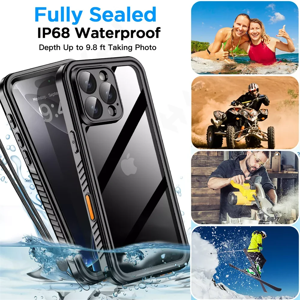 IP68 Waterproof Metal Aluminum Swimming Underwater Case For iPhone