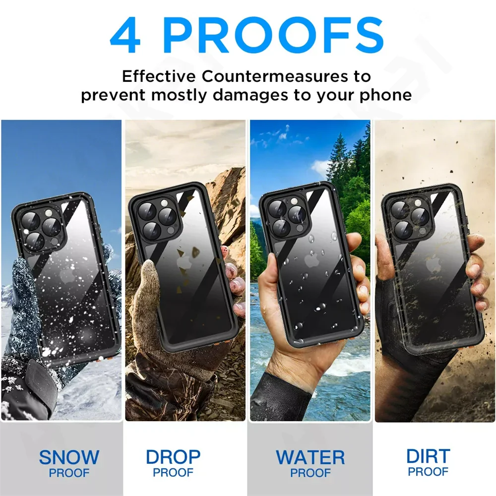 IP68 Waterproof Metal Aluminum Swimming Underwater Case For iPhone