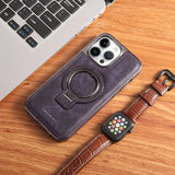 Men's Business Leather Magnetic Bracket Case for iPhone