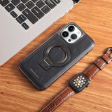 Men's Business Leather Magnetic Bracket Case for iPhone