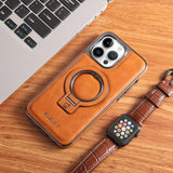 Men's Business Leather Magnetic Bracket Case for iPhone