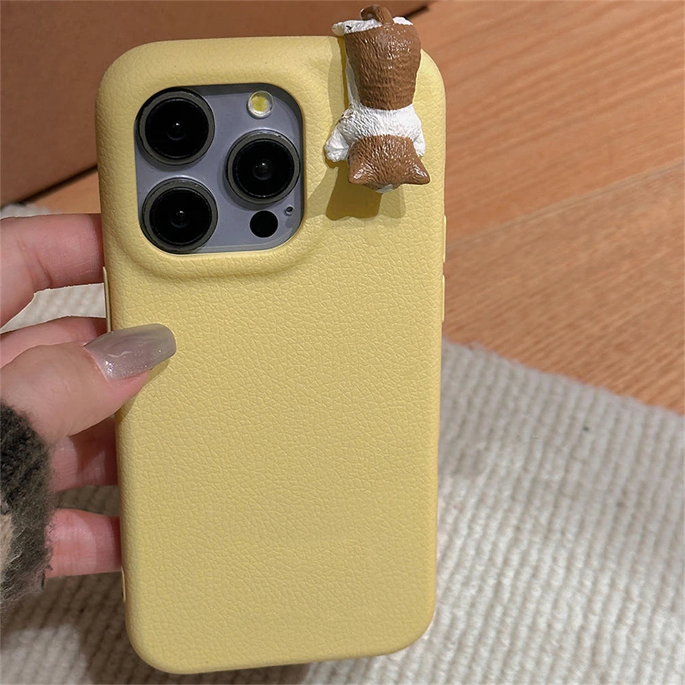 Cute 3D Cat Leather Soft Back Case For iPhone