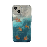 Ins Blue Ocean Lazily Goldfish Water Ripple Case for iPhone