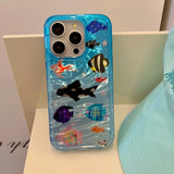 Ins Ripple Texture Lovely Fishes Case for iPhone