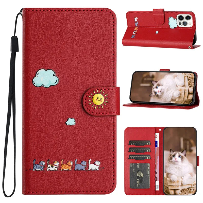 Leather Flip Holder Wallet Stand Case For iPhone