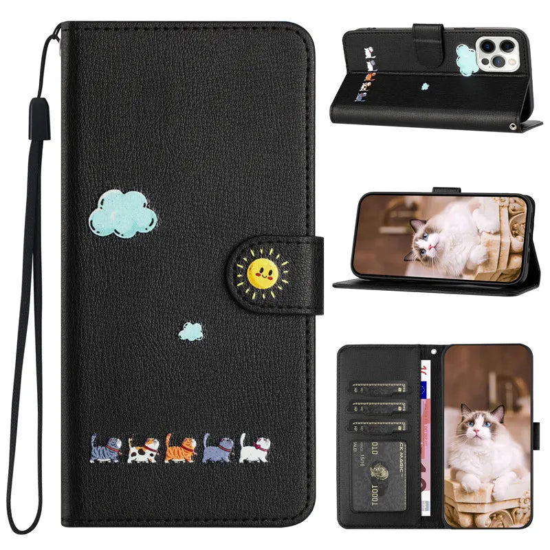 Leather Flip Holder Wallet Stand Case For iPhone