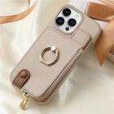 Leather Zipper Wallet with Card Holder Case For iPhone