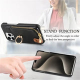 Leather Zipper Wallet with Card Holder Case For iPhone