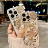 Luxurious Bling flower Glitter Lanyard Case For iPhone