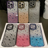 Bling Glitter Gradient Thin Y2K Star Plating Phone Case For iPhone