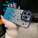 Bling Glitter Gradient Thin Y2K Star Plating Phone Case For iPhone