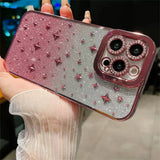 Bling Glitter Gradient Thin Y2K Star Plating Phone Case For iPhone